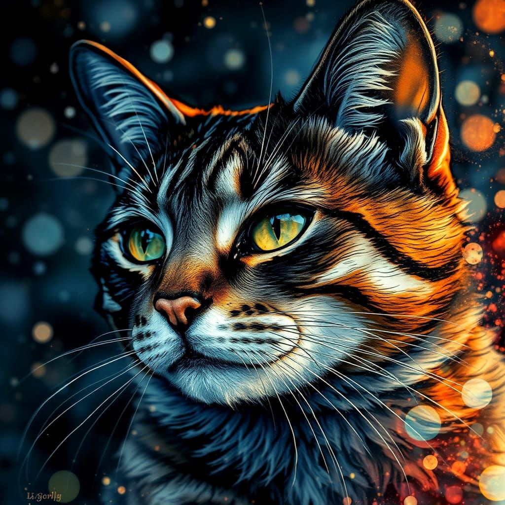 Bokeh Cat  by @Melanie Rhoades 