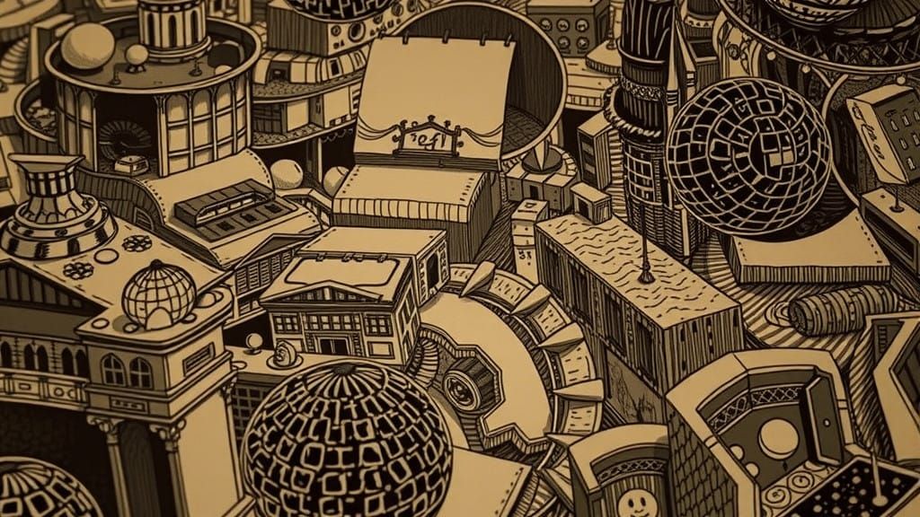 Whimsical Realm of Intricate Linework and Hatching