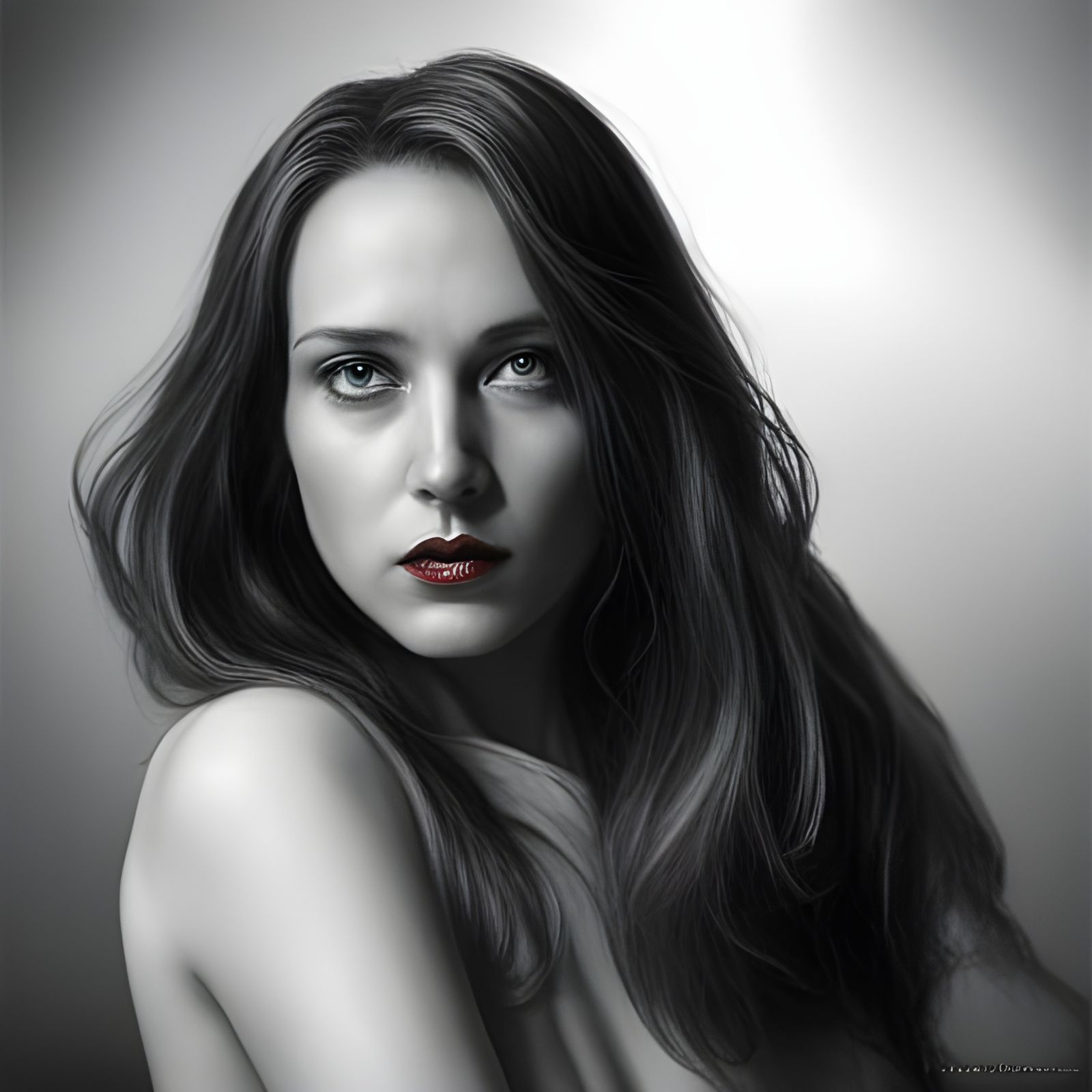 Long haired girl 1930s, 8k, 28mm Nikon sinister by Greg Rutk...