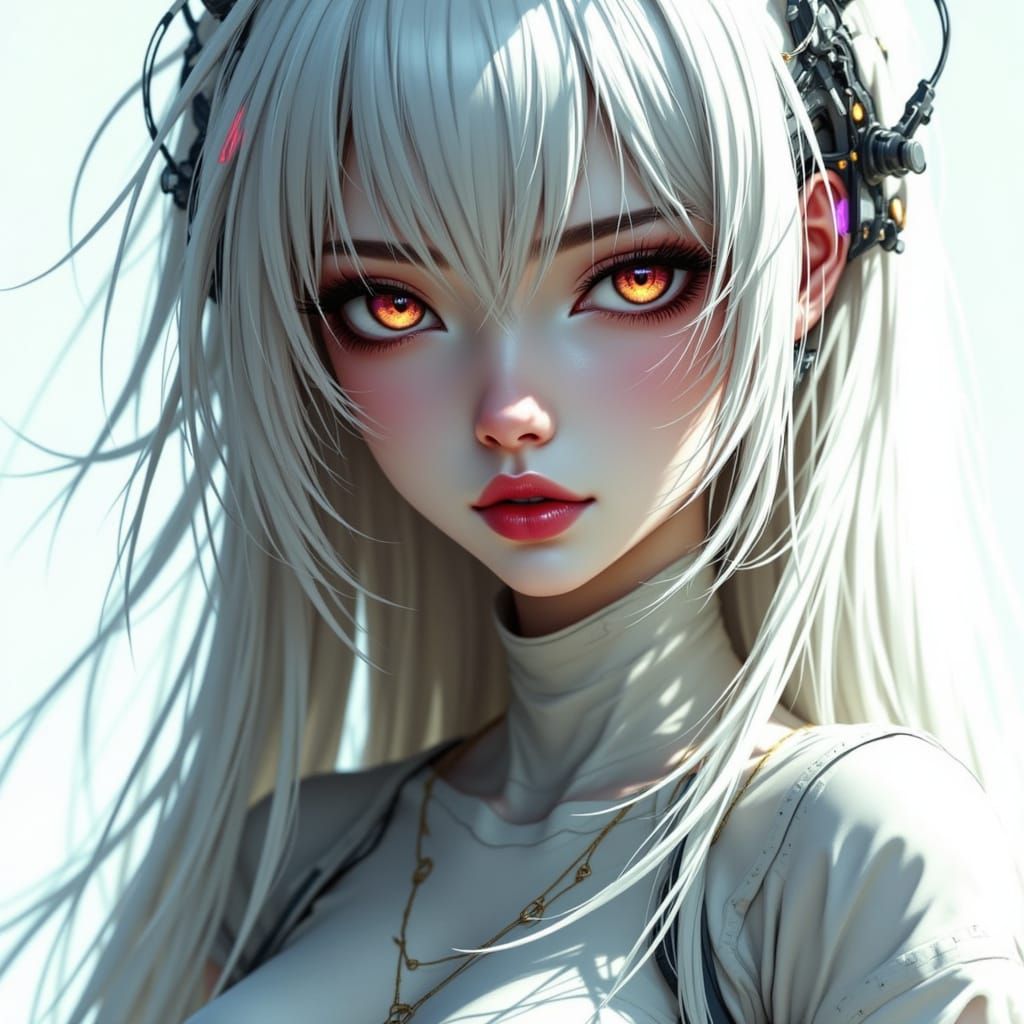 <lora:Refined Serenity Fx:1.0>, insane fashion photography beautiful young woman serene futuristic Cyberqueen translucent skin robotic head ...