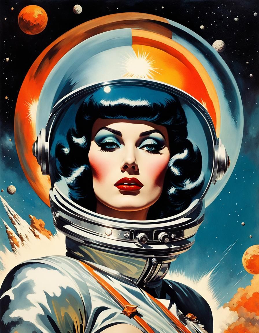 Retro Space Woman - AI Generated Artwork - NightCafe Creator