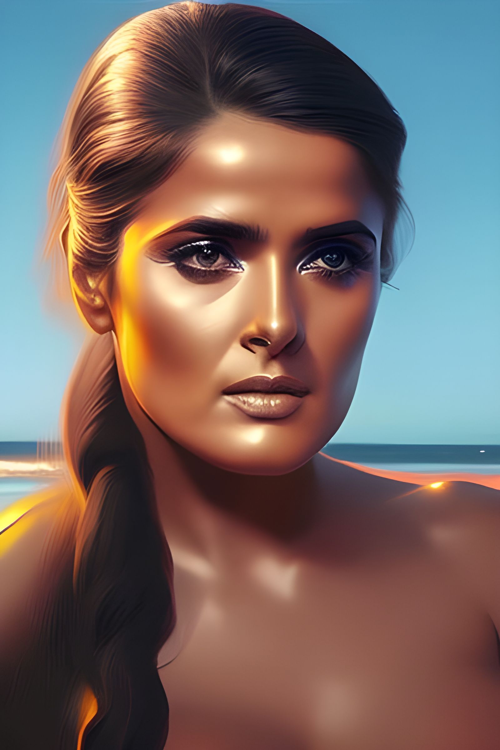 Beautiful alluring (unclad 1.5) girl Salma Hayek, big boobies - AI  Generated Artwork - NightCafe Creator