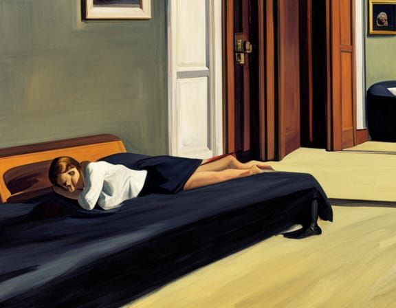 no one here gets out alive, detailed oil painting, edward hopper