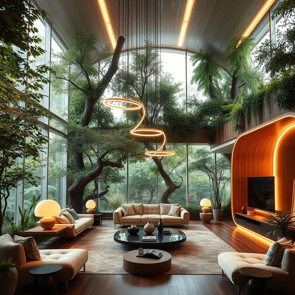 Solar punk living room  by @ArtByAj