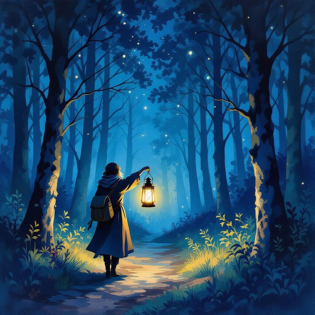 A lone traveler carrying a magical lantern  by @akagra jain