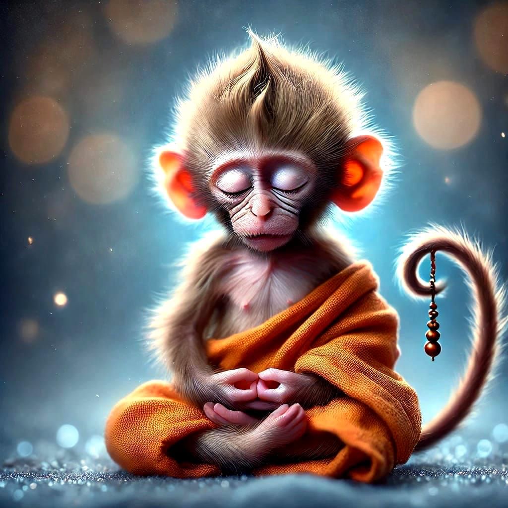 meditating baby monkey