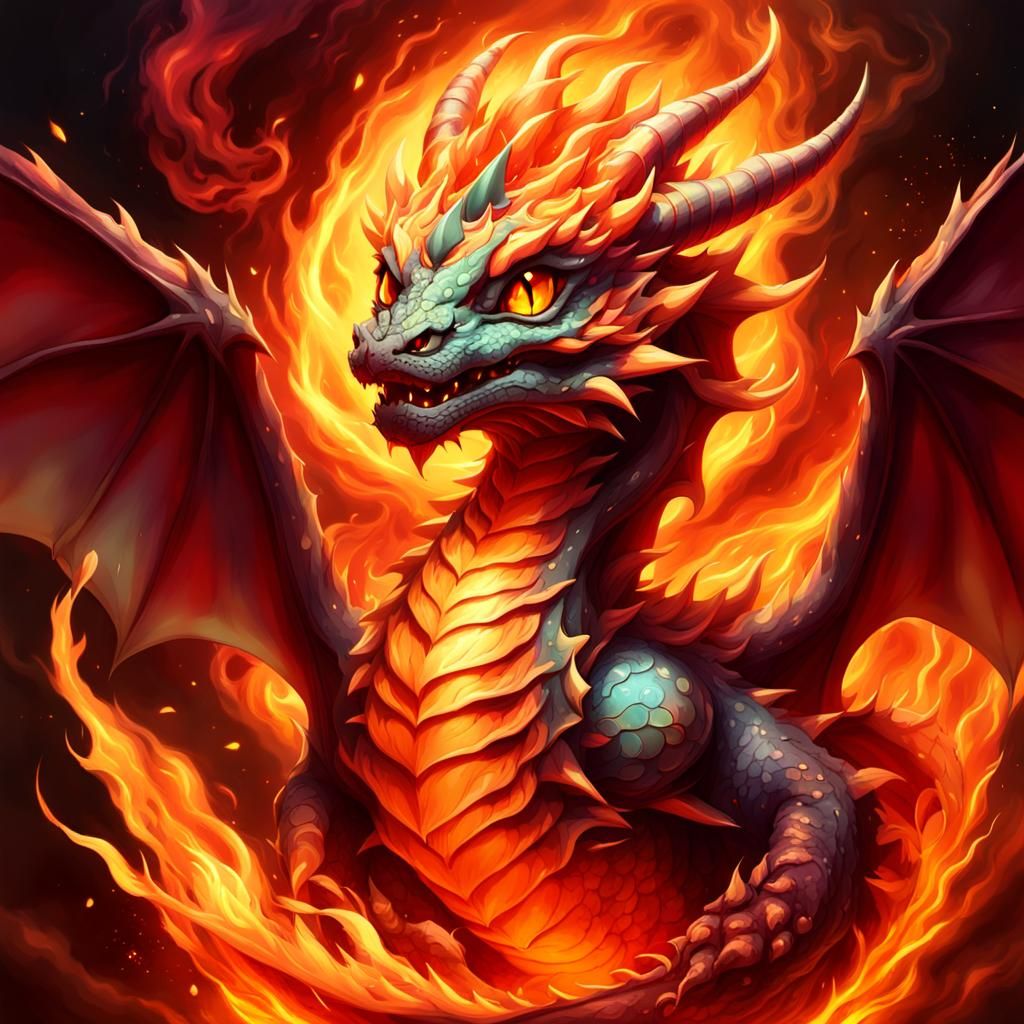 vibrant fire dragon baby