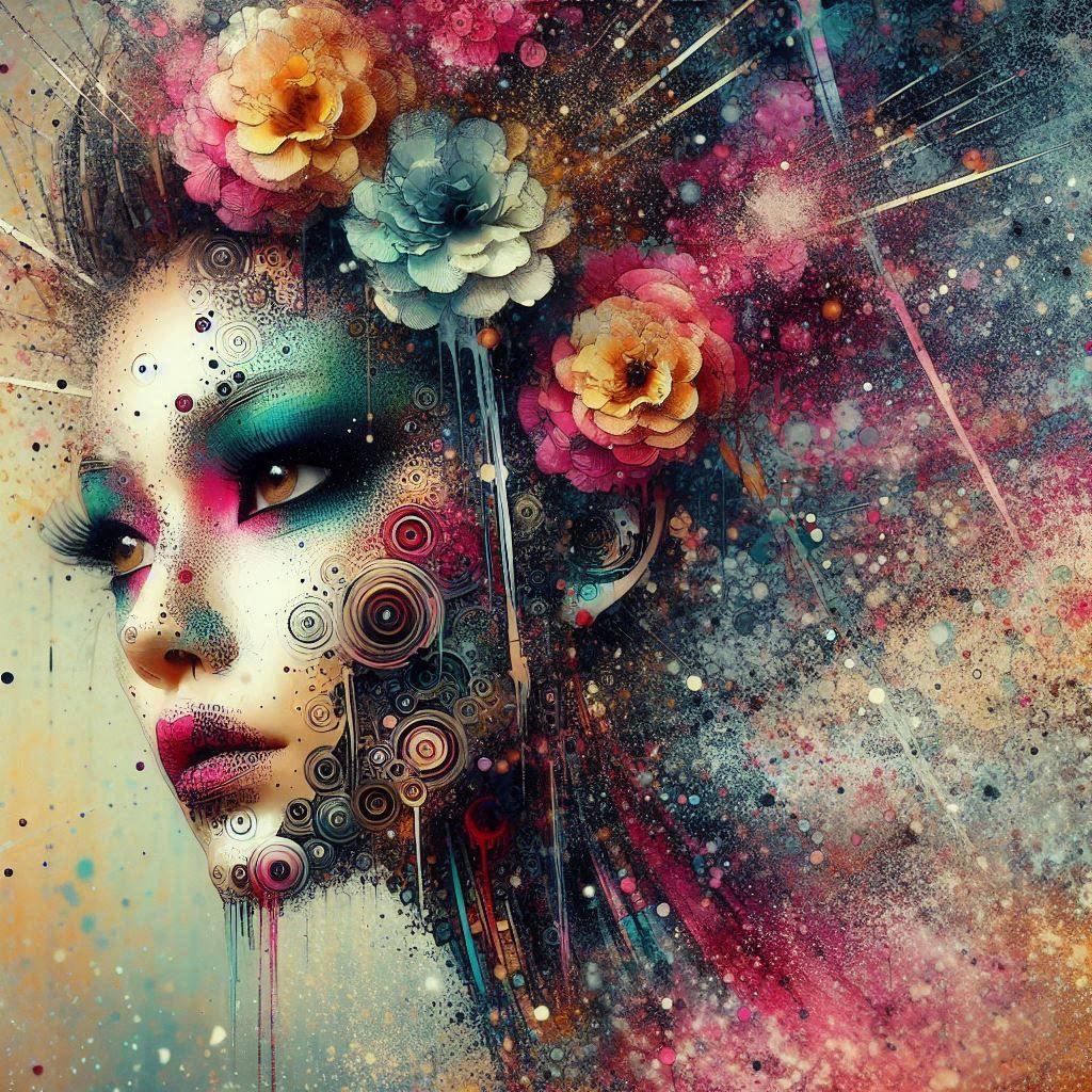 double exposure beautiful fantasy DALL-E 3 portrait landscap...