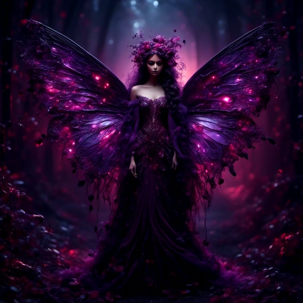 Dark Moth Fairy with Expressive Eyes