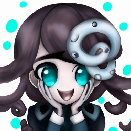 Waifu character, octoling hair with rings in the hair (white), dark ...