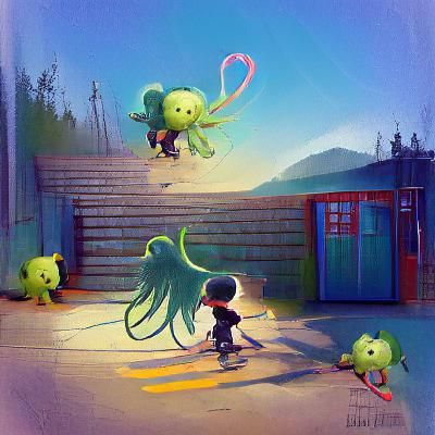Little cthulhu jump rope trending on Artstation storybook il...