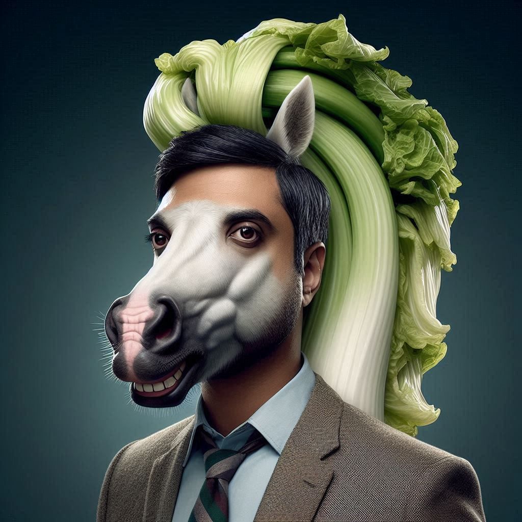 Tom Haverford but he looks like a pony made of celery, photo...