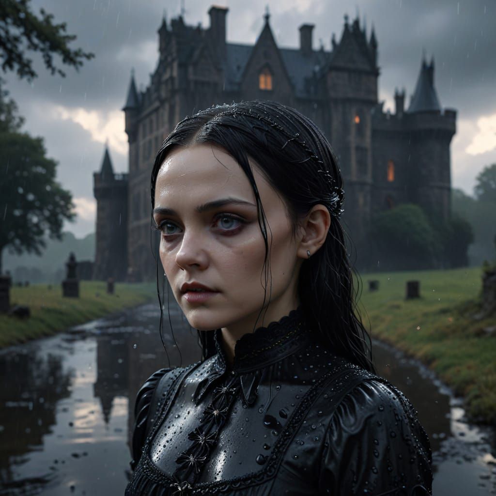 Wednesday Addams in Dark Academia Style