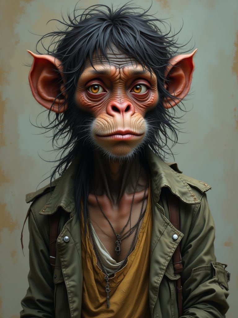 Street Urchin Monkey in Brushed Oils Style
