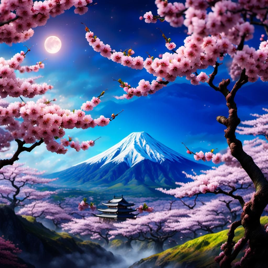 Mount Fujii cherry trees