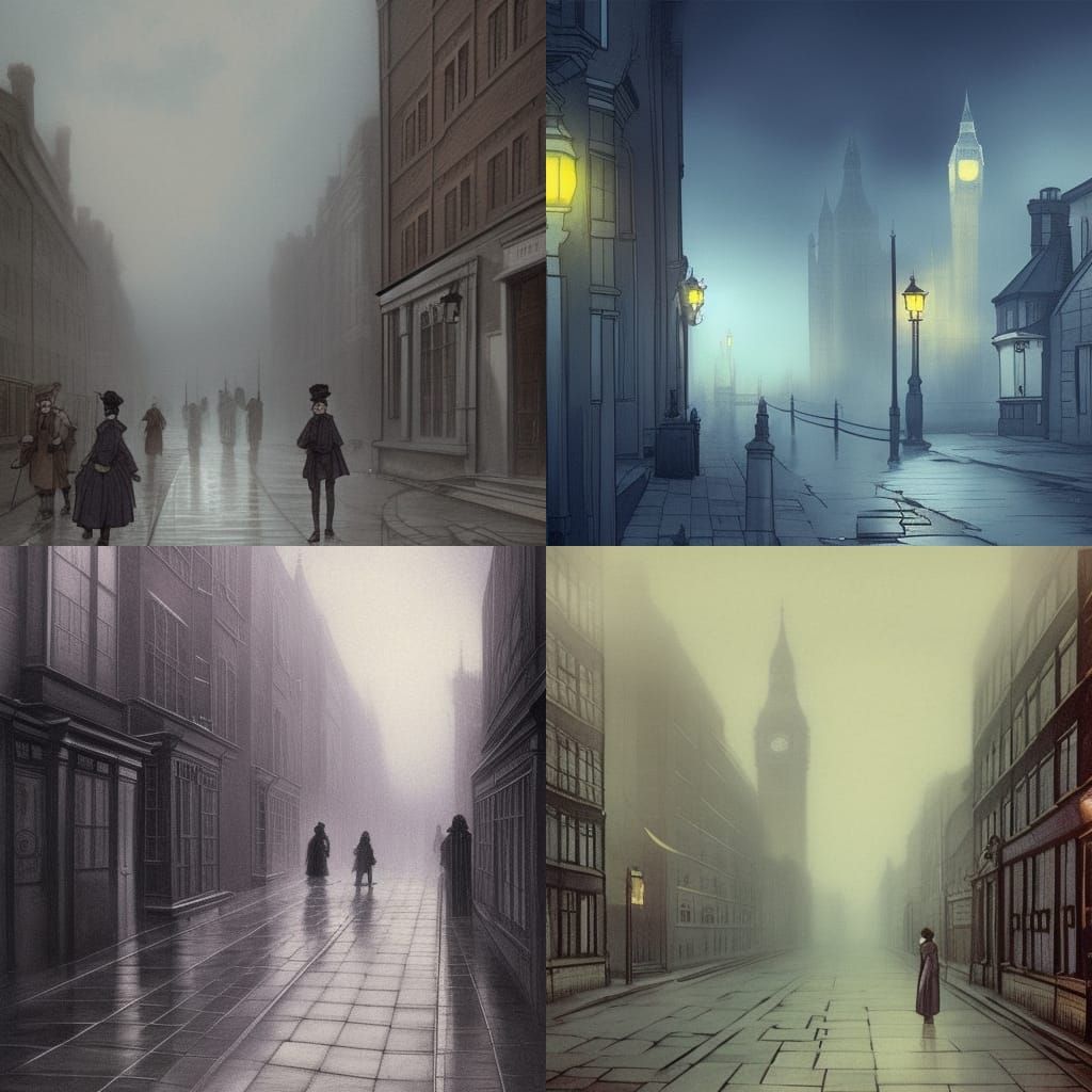 1880s misty London street