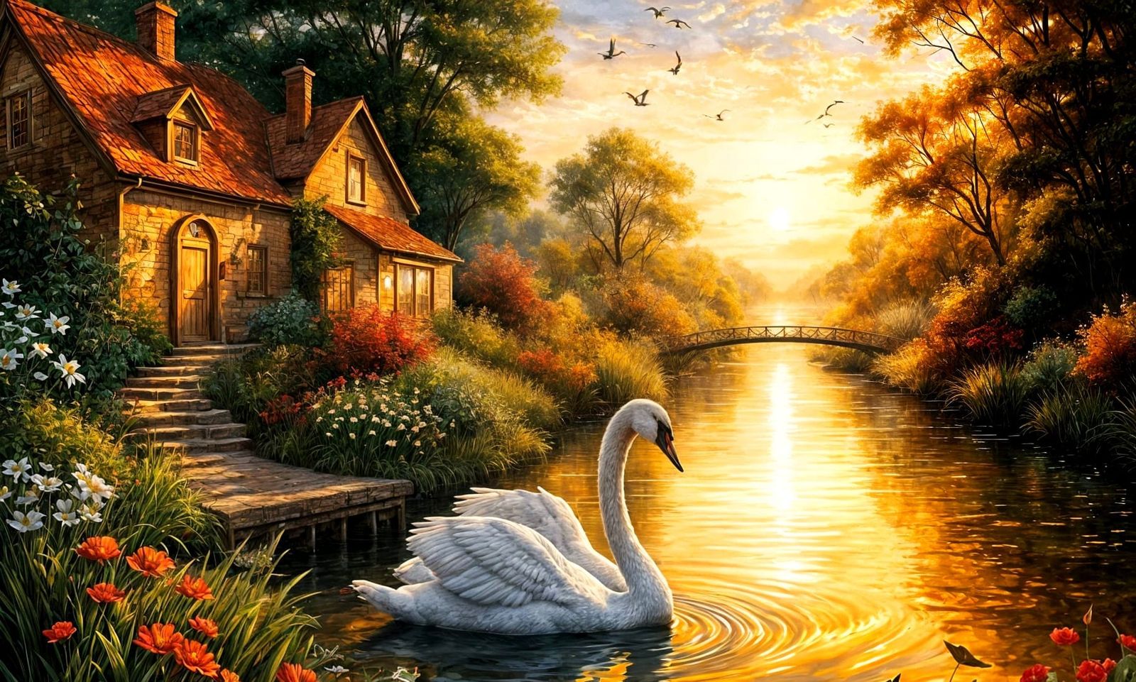 Serenity by the Sunlit Stream