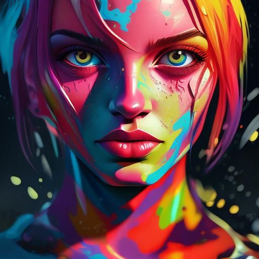 Handsome Man Rides Red Motorcycle in Graffiti Style