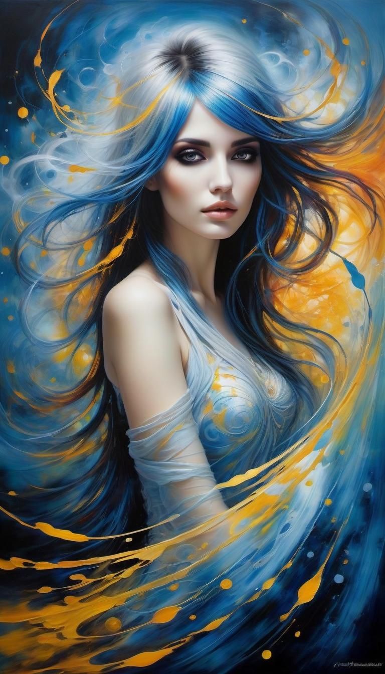 Ethereal Emo Woman: A Neo-Romantic Oil Painting