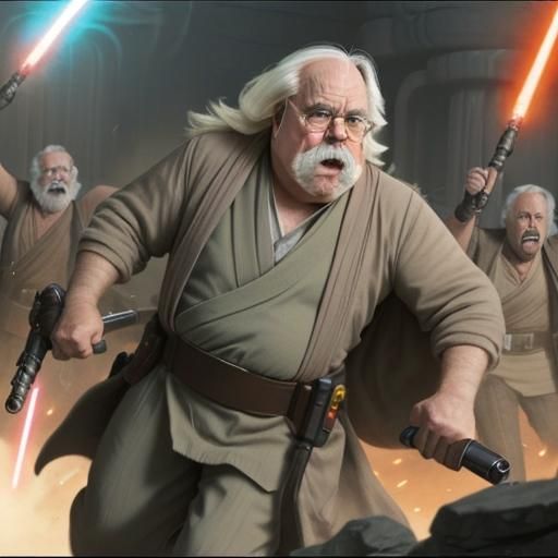 Wilford Brimley rampages through the Jedi Temple.