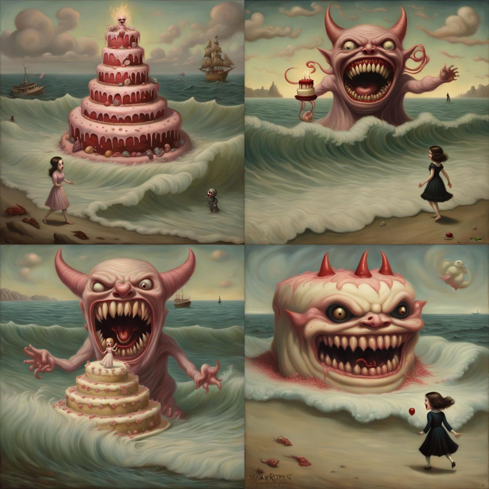 An evil, 50-foot, demon-possess birthday cake emerging from ...
