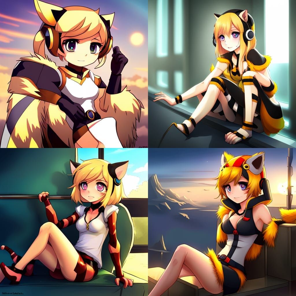 cute furry anime robot king cheetah girl 2
