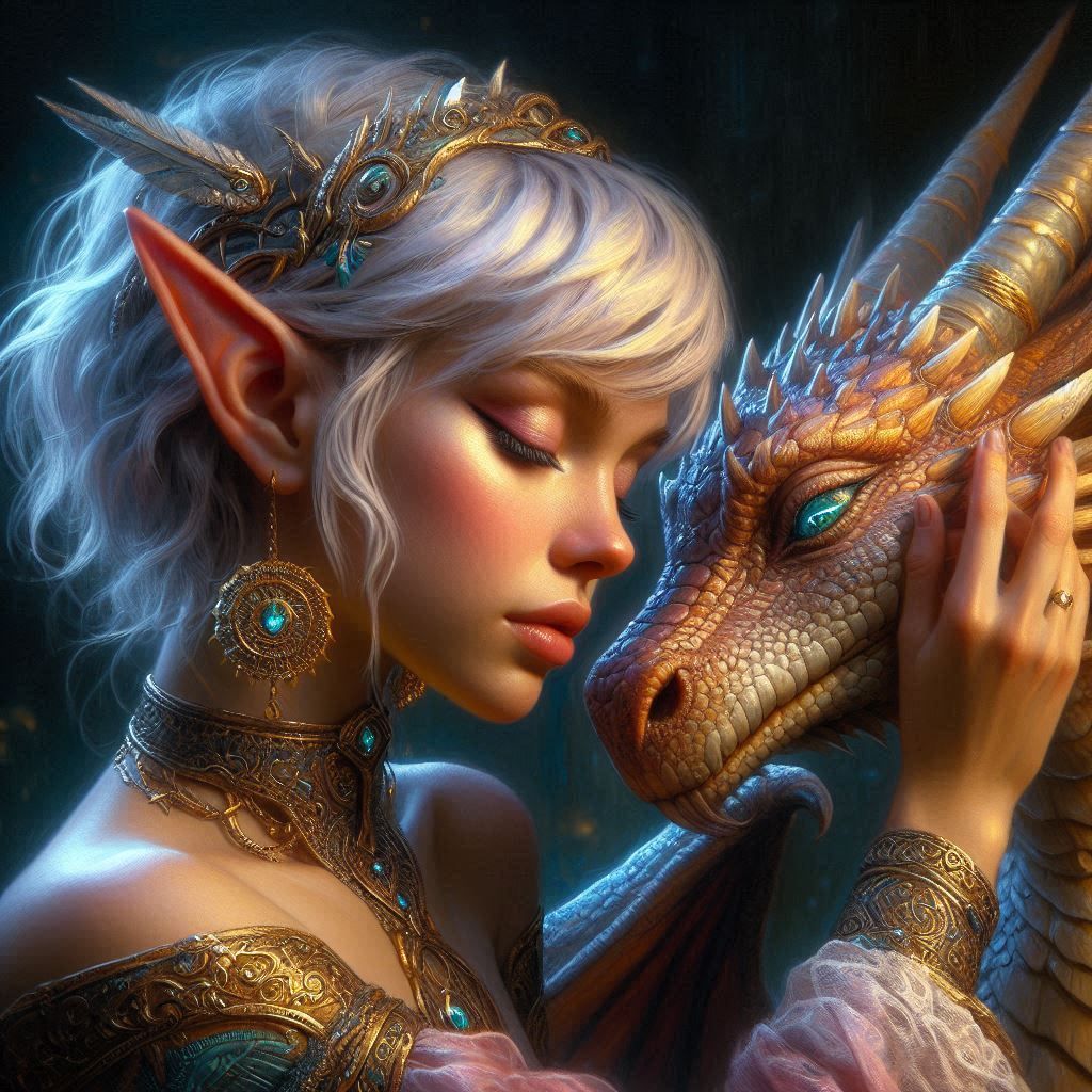 The beauty and the cute dragon