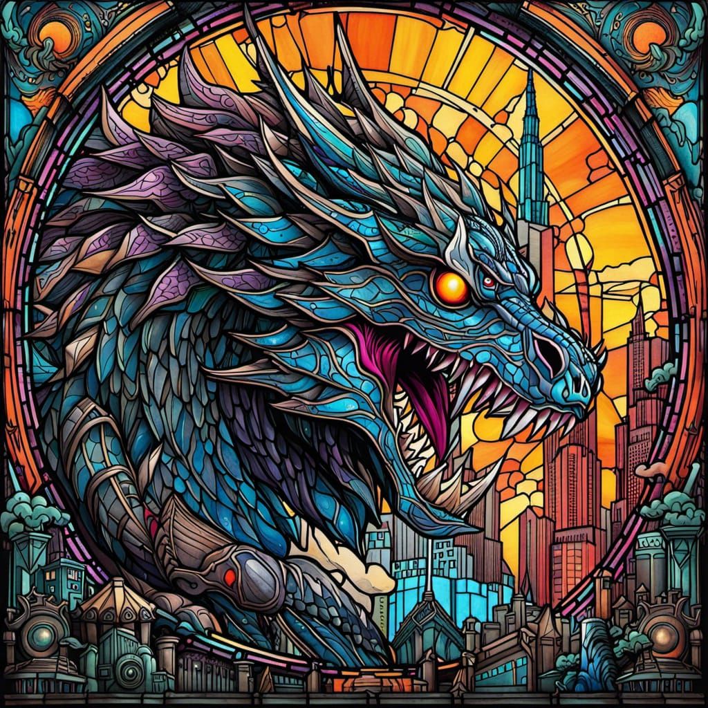 Stained Glass Dragon  by @Zakari Zero