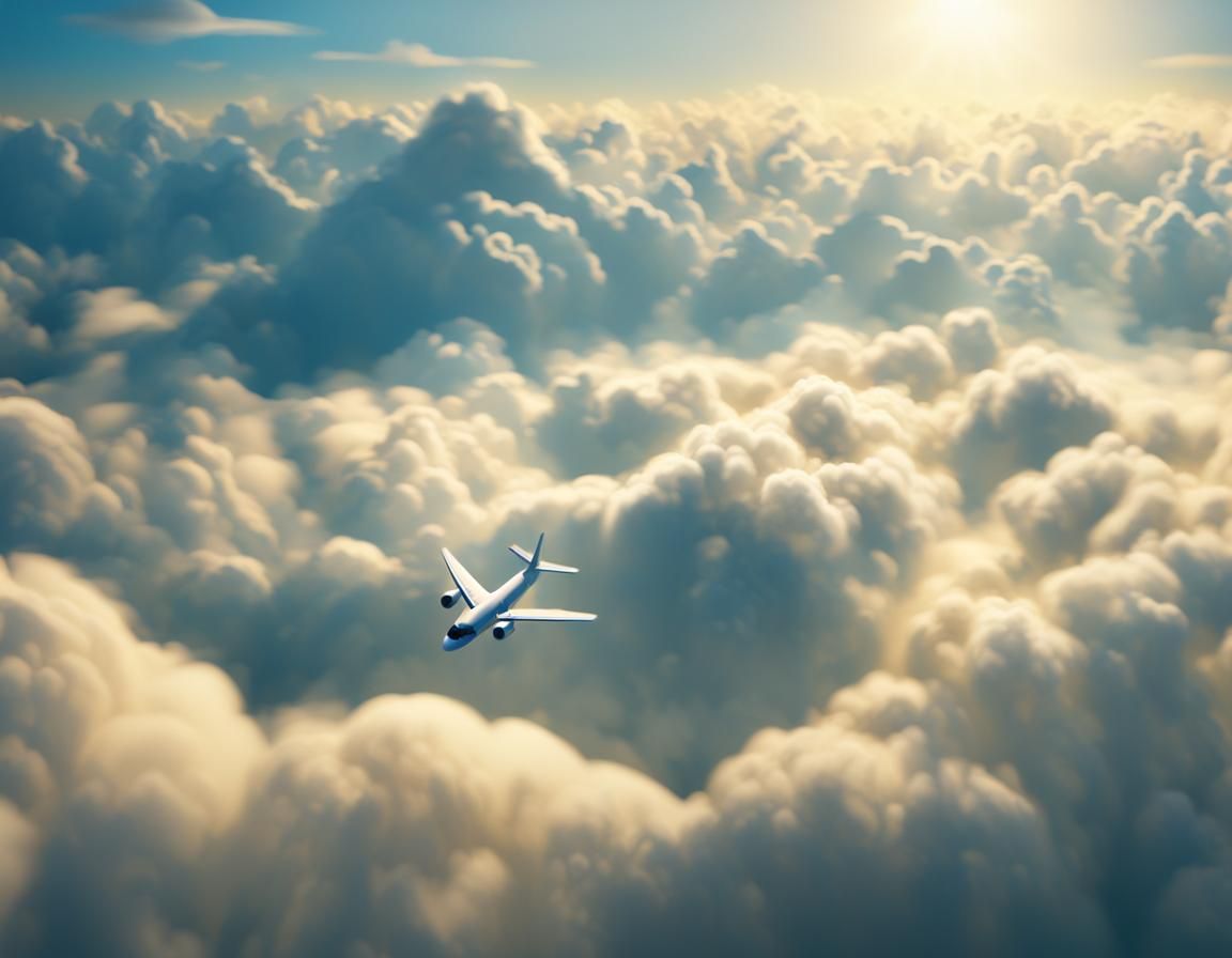 Miniature Airplane soars through Vibrant Rice Clouds in a Dr...