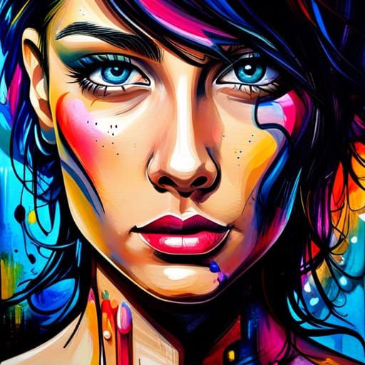 Princess Portrait in Graffiti Street Art Style