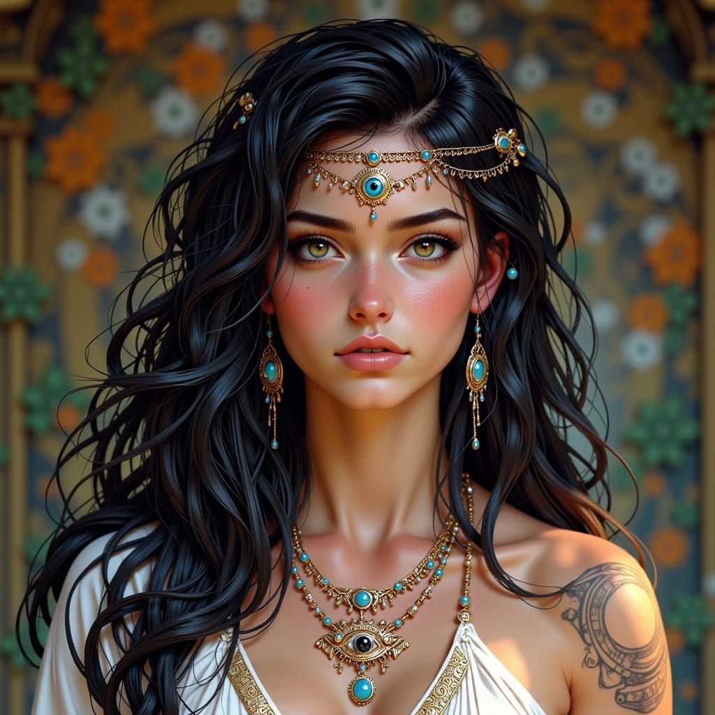A Greek Goddess, protected under the watchful Evil Eye  by @Mystienight