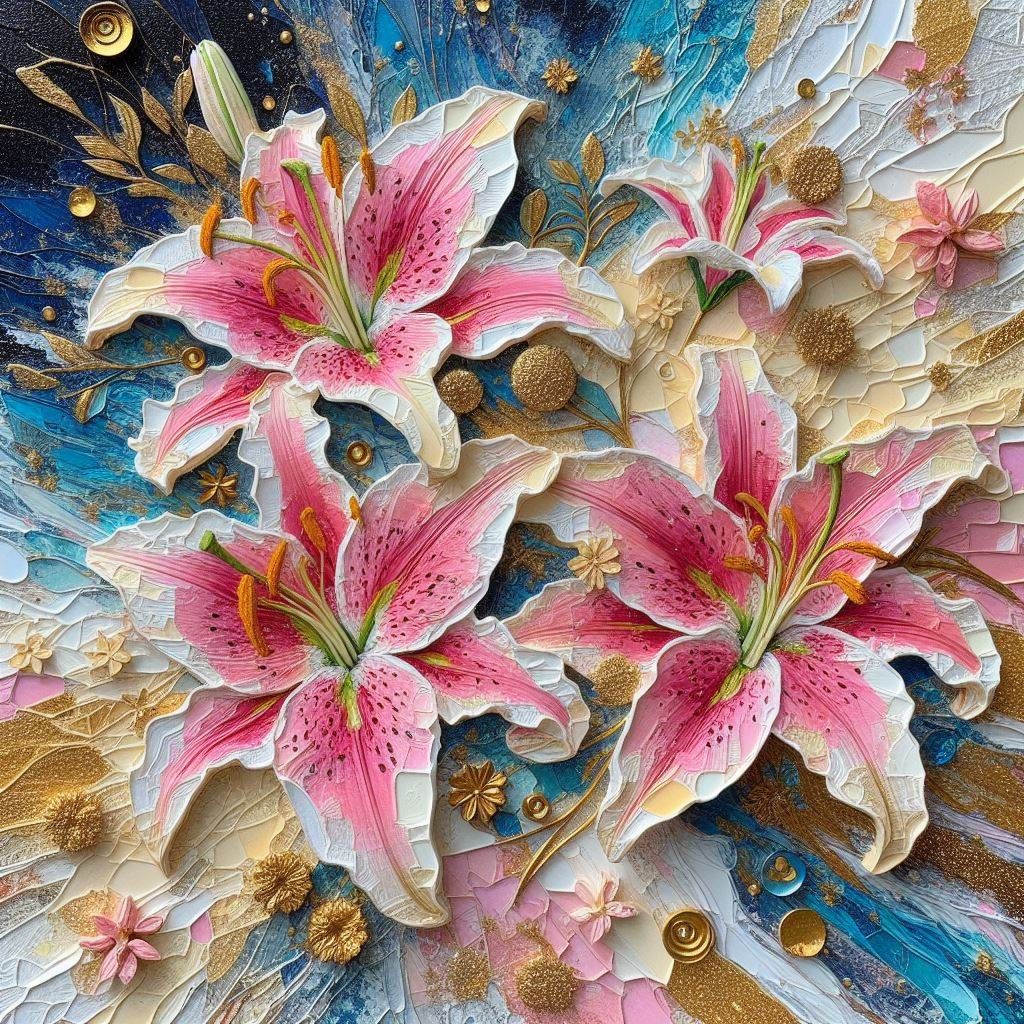 Abstract Lillies decoupage mosaic