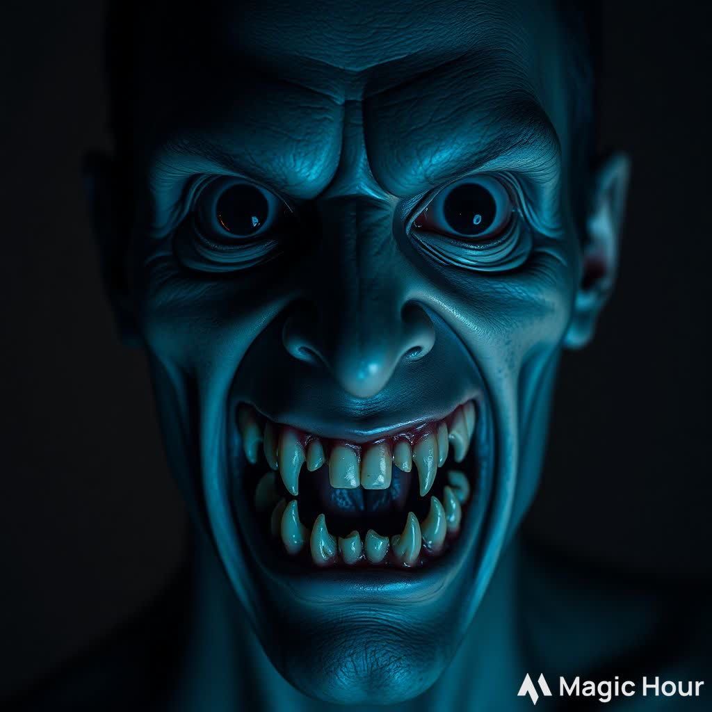 Very creepy and scary horror art creations of an evil demon monster human looking at the viewer