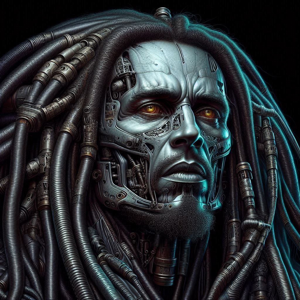 Bob Marley in H. R. Giger's style