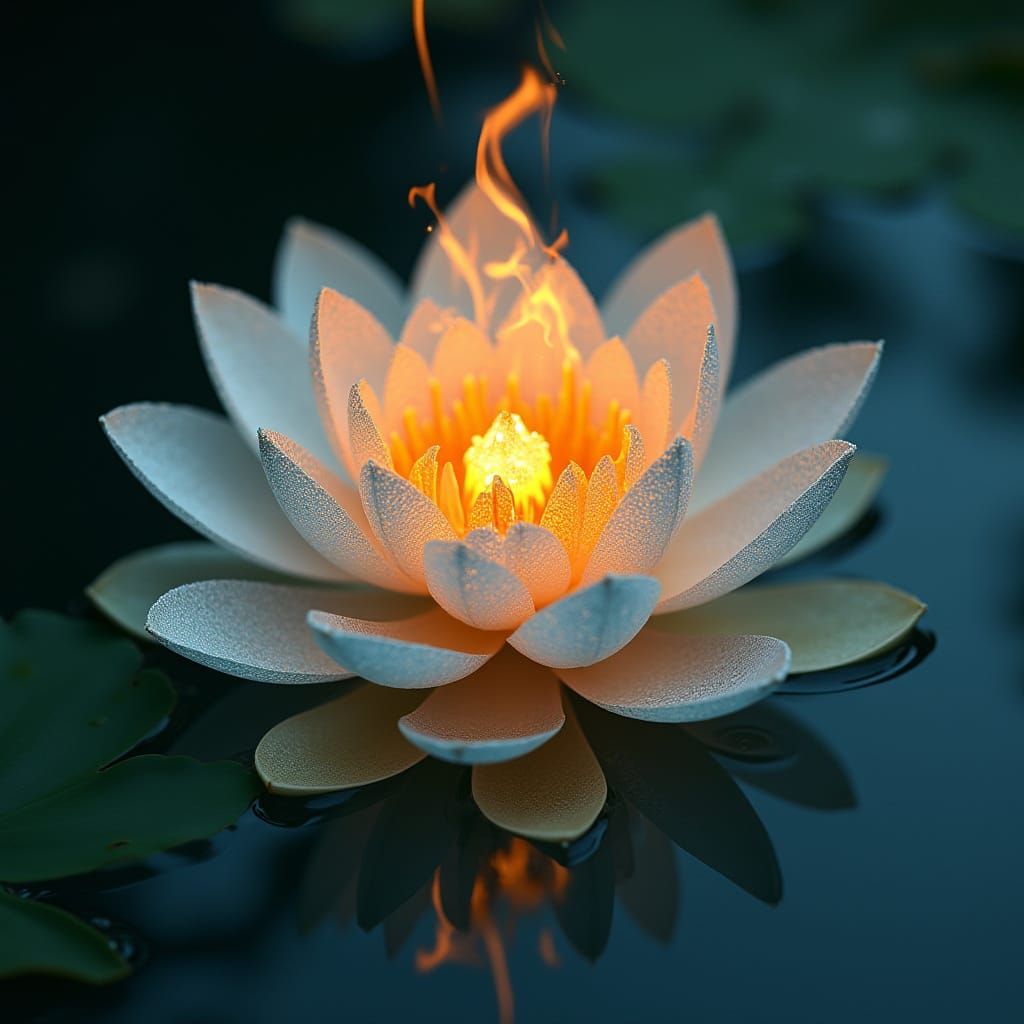 Blazing Lotus Blooms in Enchanted Pools