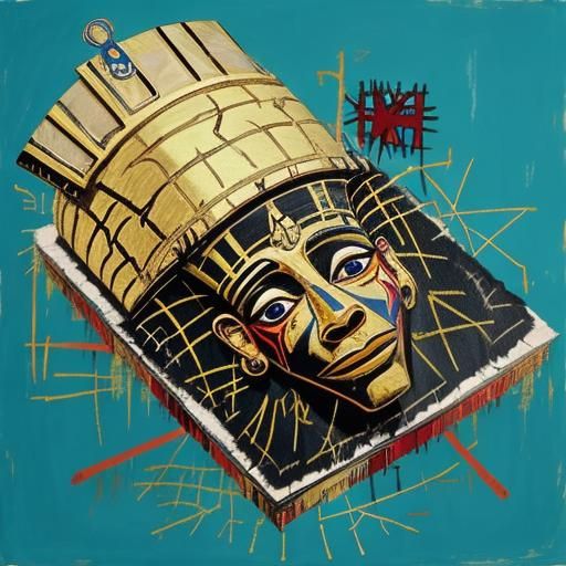 king tut (by  Jean-Michel Basquiat