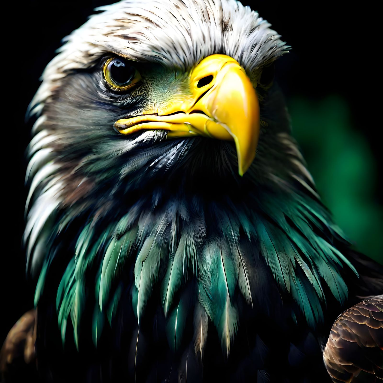 Fierce Bald Eagle Portrait in Oil Painting Style