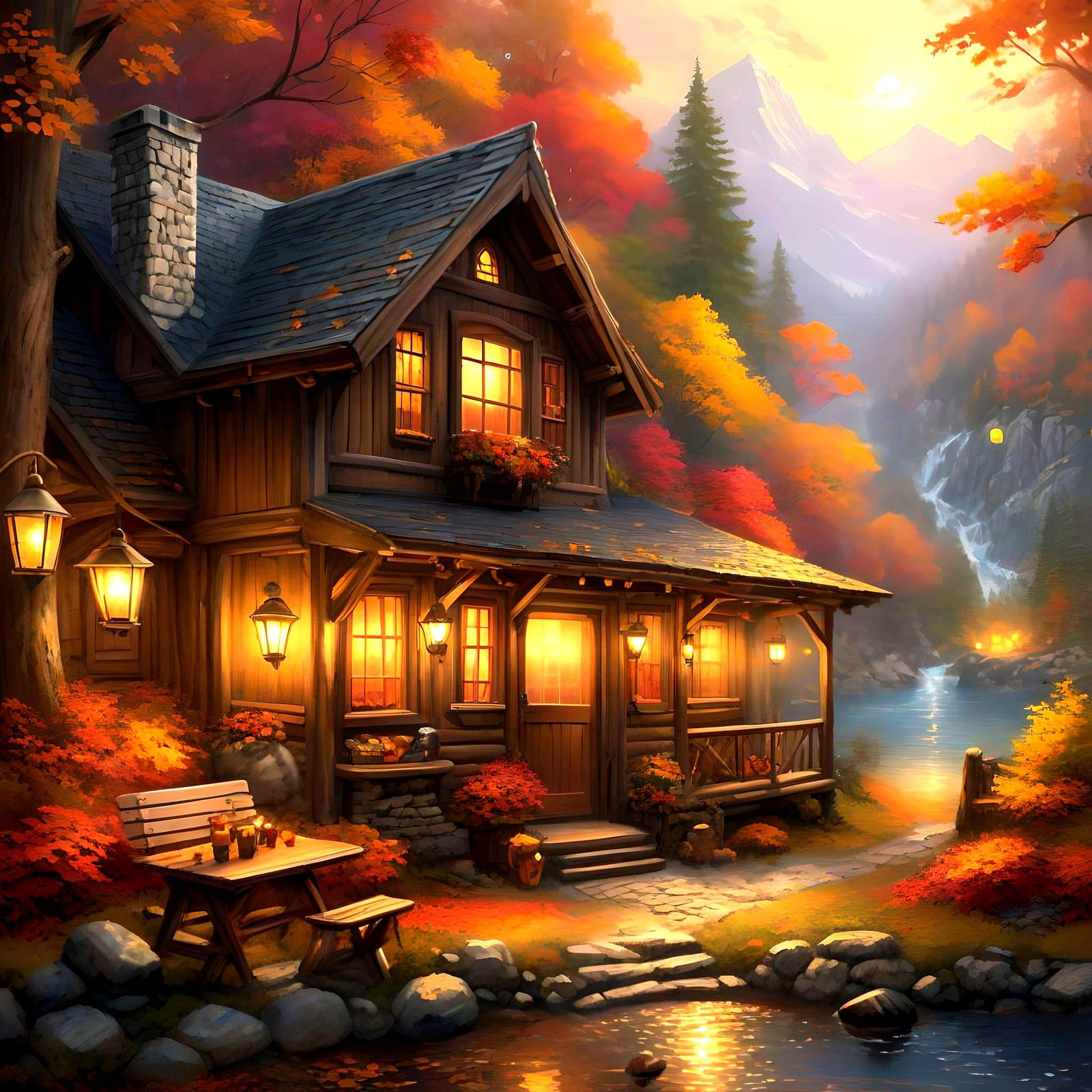 Cozy cabin in Autumn