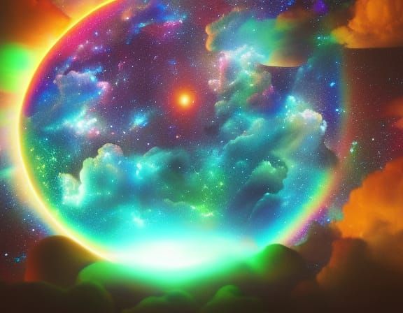 Magical Fox in Ethereal Celestial Scene as 3D Art