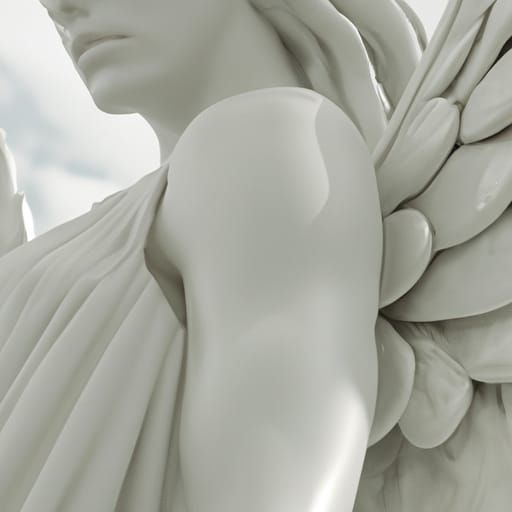 Winged Demonic Woman: Hyperdetailed Marble Sculpture
