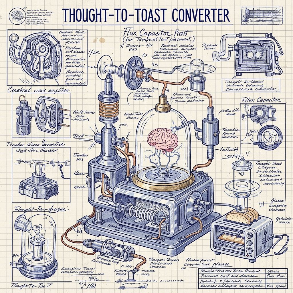 Futuristic Invention Blueprint: High-Tech Technical Schemati...