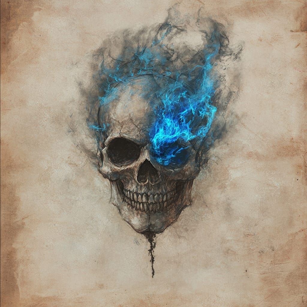 Blue Flame Skull