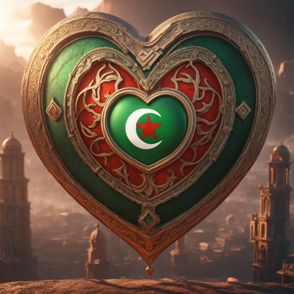 A heart with the Emblem of algeria