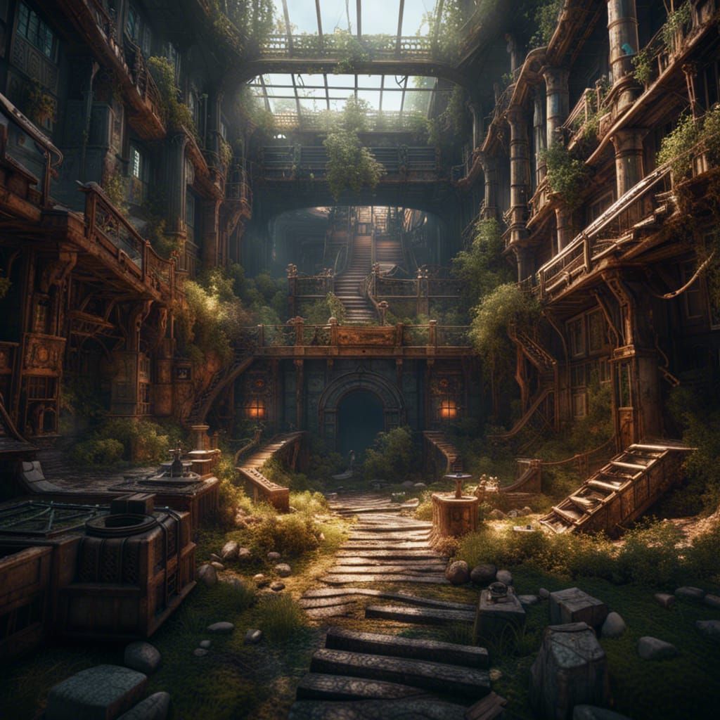 A maze inside the Post apocalyptic wonderland - AI Generated Artwork ...