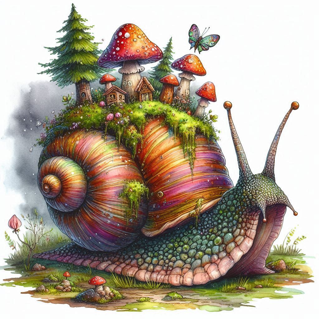 Fairy homes on a giant snail