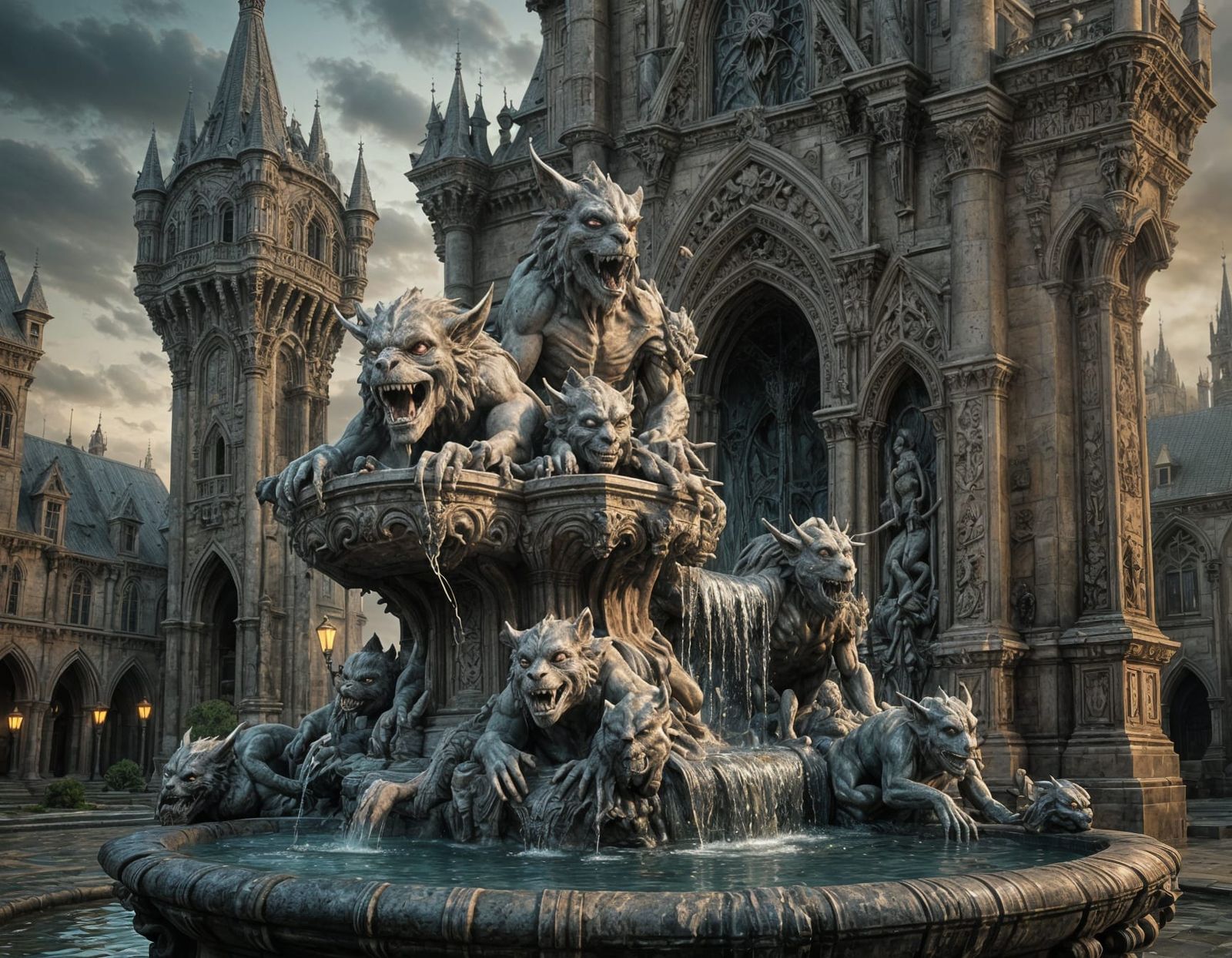 "Haunted Gothic Gargoyle Water Fountain"  by @Lennis