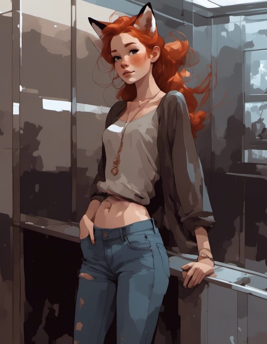 Fox-girl VIXEN in a elevator.