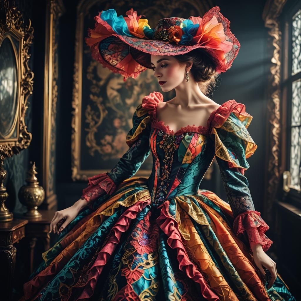 Colorful Victorian lace ruffles