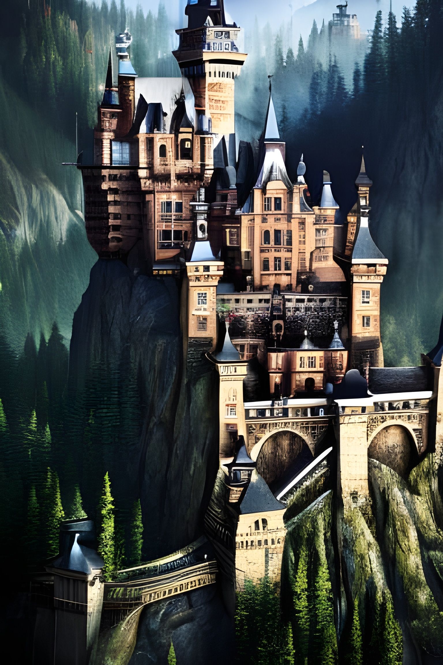 Detailed Bohemian Castle in Hyperrealistic Style