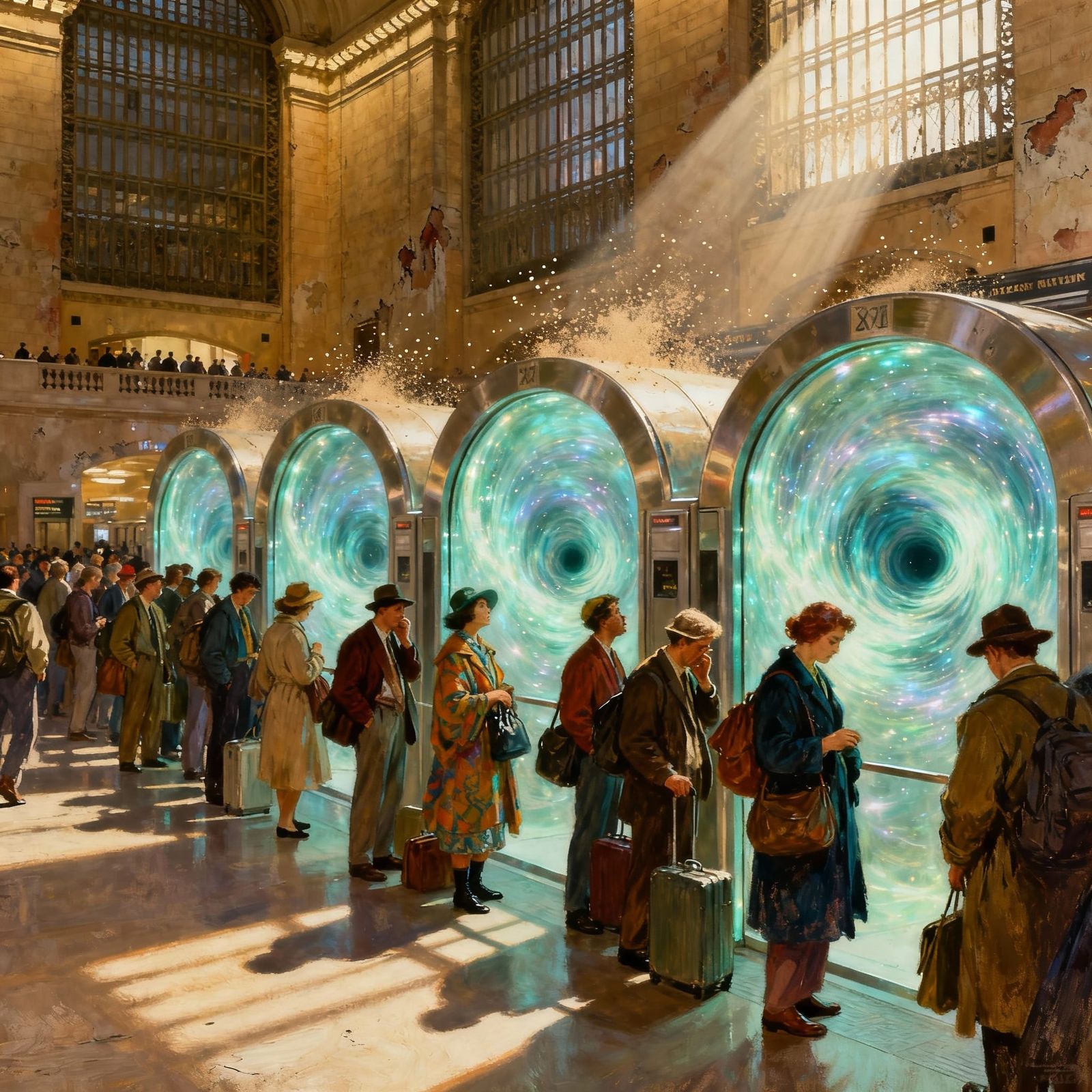 The daily commute to Alpha Centauri.
Inspired by Norman Rockwell.  by @JJ